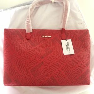 Love Moschino Borsa Embossed red shoulder carryall